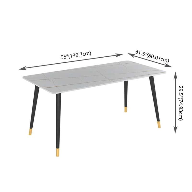 Modern Kitchen Sintered Stone Dining Set Rectangular Standard Dining Set in White Clearhalo 'Dining Room Sets' 'Dining Tables & Seating' 'dining_room_set' 'furn' 'furn_dining_room_set' 'Furniture' 'furniture_dining_room_set' 'Kitchen & Dining Furniture' 'kitchen&dining_furn' 'kitchen' 3518593