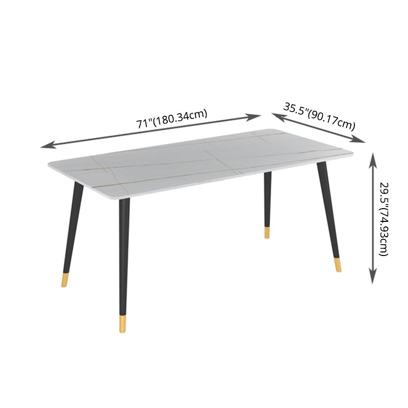 Modern Kitchen Sintered Stone Dining Set Rectangular Standard Dining Set in White Clearhalo 'Dining Room Sets' 'Dining Tables & Seating' 'dining_room_set' 'furn' 'furn_dining_room_set' 'Furniture' 'furniture_dining_room_set' 'Kitchen & Dining Furniture' 'kitchen&dining_furn' 'kitchen' 3518595