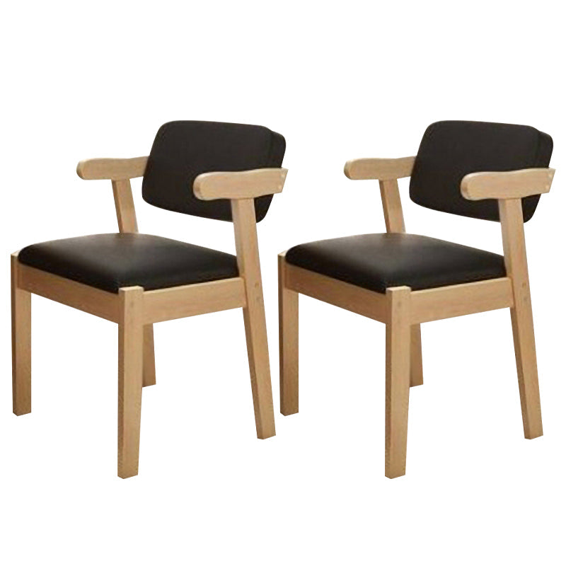 Contemporary Wood Side Chair with Arm Open Back Dining Side Chair for Home Black 2 Piece Set Natural Wood Clearhalo ' kitchen&dining_furn' 'Dining Chairs' 'Dining Tables & Seating' 'dining_chair' 'furn' 'furn_dining_chair' 'Furniture' 'furniture_dining_chair' 'Kitchen & Dining Furniture' 'kitchen' 3521714