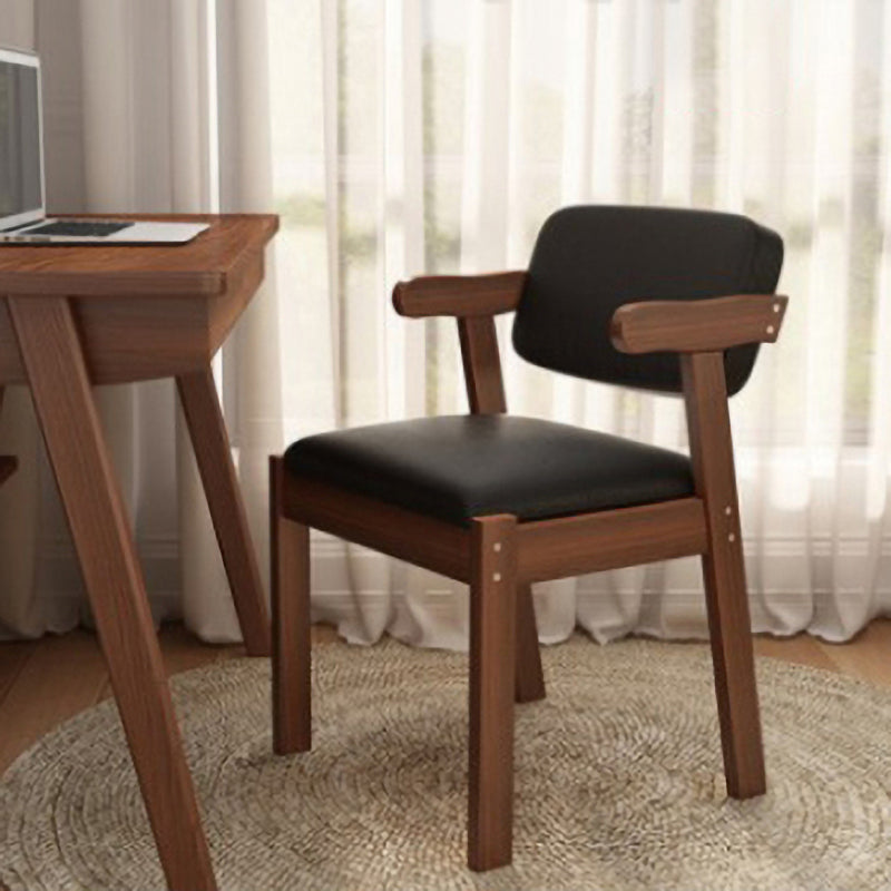 Contemporary Wood Side Chair with Arm Open Back Dining Side Chair for Home Black 1 Piece Walnut Clearhalo ' kitchen&dining_furn' 'Dining Chairs' 'Dining Tables & Seating' 'dining_chair' 'furn' 'furn_dining_chair' 'Furniture' 'furniture_dining_chair' 'Kitchen & Dining Furniture' 'kitchen' 3521719