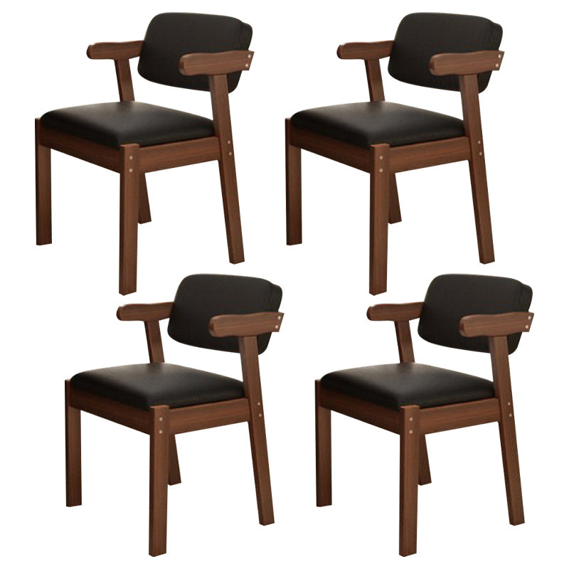 Contemporary Wood Side Chair with Arm Open Back Dining Side Chair for Home Black 4 Piece Set Walnut Clearhalo ' kitchen&dining_furn' 'Dining Chairs' 'Dining Tables & Seating' 'dining_chair' 'furn' 'furn_dining_chair' 'Furniture' 'furniture_dining_chair' 'Kitchen & Dining Furniture' 'kitchen' 3521723