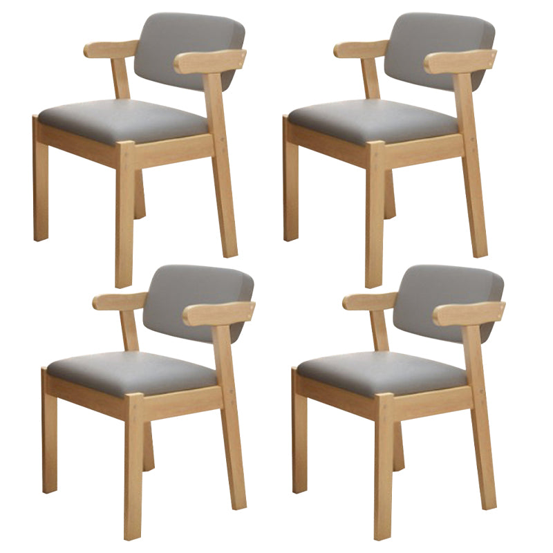 Contemporary Wood Side Chair with Arm Open Back Dining Side Chair for Home Grey 4 Piece Set Natural Wood Clearhalo ' kitchen&dining_furn' 'Dining Chairs' 'Dining Tables & Seating' 'dining_chair' 'furn' 'furn_dining_chair' 'Furniture' 'furniture_dining_chair' 'Kitchen & Dining Furniture' 'kitchen' 3521732