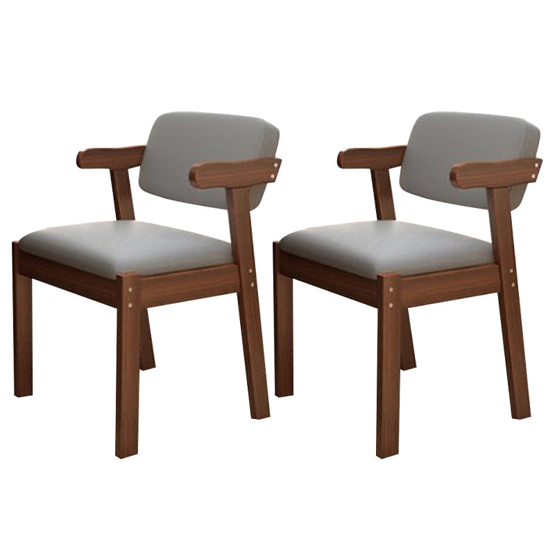 Contemporary Wood Side Chair with Arm Open Back Dining Side Chair for Home Grey 2 Piece Set Walnut Clearhalo ' kitchen&dining_furn' 'Dining Chairs' 'Dining Tables & Seating' 'dining_chair' 'furn' 'furn_dining_chair' 'Furniture' 'furniture_dining_chair' 'Kitchen & Dining Furniture' 'kitchen' 3521734