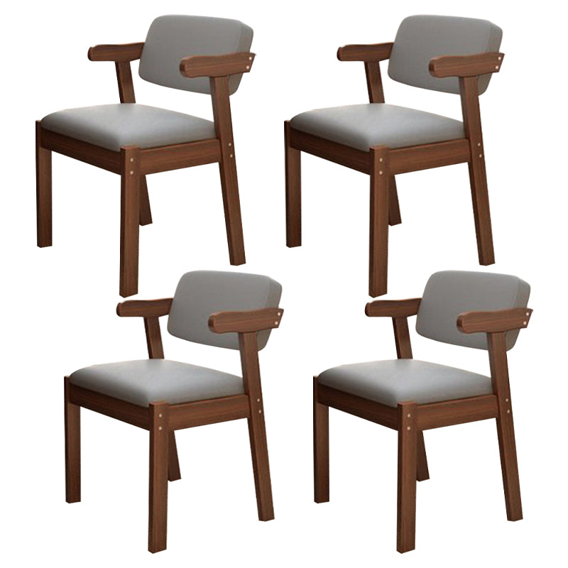 Contemporary Wood Side Chair with Arm Open Back Dining Side Chair for Home Grey 4 Piece Set Walnut Clearhalo ' kitchen&dining_furn' 'Dining Chairs' 'Dining Tables & Seating' 'dining_chair' 'furn' 'furn_dining_chair' 'Furniture' 'furniture_dining_chair' 'Kitchen & Dining Furniture' 'kitchen' 3521735