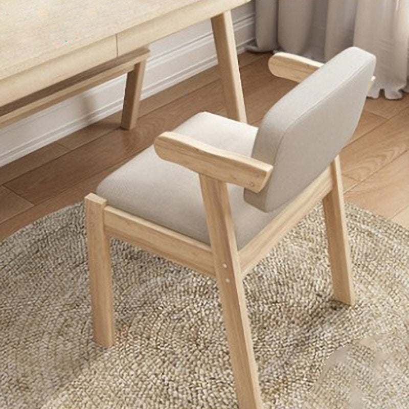 Contemporary Wood Side Chair with Arm Open Back Dining Side Chair for Home Off-White 1 Piece Natural Wood Clearhalo ' kitchen&dining_furn' 'Dining Chairs' 'Dining Tables & Seating' 'dining_chair' 'furn' 'furn_dining_chair' 'Furniture' 'furniture_dining_chair' 'Kitchen & Dining Furniture' 'kitchen' 3521745
