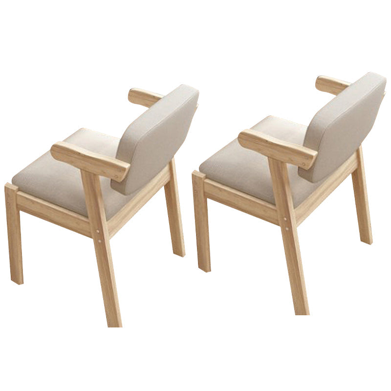 Contemporary Wood Side Chair with Arm Open Back Dining Side Chair for Home Off-White 2 Piece Set Natural Wood Clearhalo ' kitchen&dining_furn' 'Dining Chairs' 'Dining Tables & Seating' 'dining_chair' 'furn' 'furn_dining_chair' 'Furniture' 'furniture_dining_chair' 'Kitchen & Dining Furniture' 'kitchen' 3521746