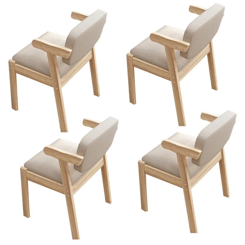 Contemporary Wood Side Chair with Arm Open Back Dining Side Chair for Home Off-White 4 Piece Set Natural Wood Clearhalo ' kitchen&dining_furn' 'Dining Chairs' 'Dining Tables & Seating' 'dining_chair' 'furn' 'furn_dining_chair' 'Furniture' 'furniture_dining_chair' 'Kitchen & Dining Furniture' 'kitchen' 3521747