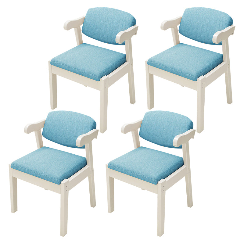 Contemporary Wood Side Chair with Arm Open Back Dining Side Chair for Home Sky Blue 4 Piece Set White Clearhalo ' kitchen&dining_furn' 'Dining Chairs' 'Dining Tables & Seating' 'dining_chair' 'furn' 'furn_dining_chair' 'Furniture' 'furniture_dining_chair' 'Kitchen & Dining Furniture' 'kitchen' 3521750