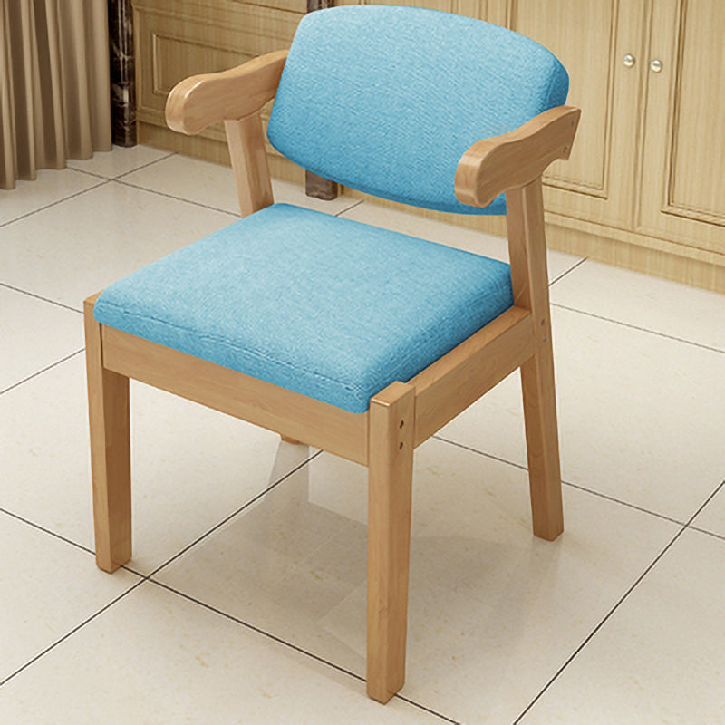 Contemporary Wood Side Chair with Arm Open Back Dining Side Chair for Home Sky Blue 1 Piece Natural Wood Clearhalo ' kitchen&dining_furn' 'Dining Chairs' 'Dining Tables & Seating' 'dining_chair' 'furn' 'furn_dining_chair' 'Furniture' 'furniture_dining_chair' 'Kitchen & Dining Furniture' 'kitchen' 3521751