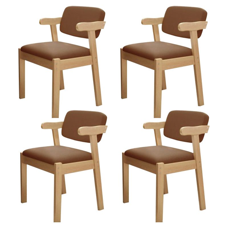 Contemporary Wood Side Chair with Arm Open Back Dining Side Chair for Home Coffee 4 Piece Set Natural Wood Clearhalo ' kitchen&dining_furn' 'Dining Chairs' 'Dining Tables & Seating' 'dining_chair' 'furn' 'furn_dining_chair' 'Furniture' 'furniture_dining_chair' 'Kitchen & Dining Furniture' 'kitchen' 3521759