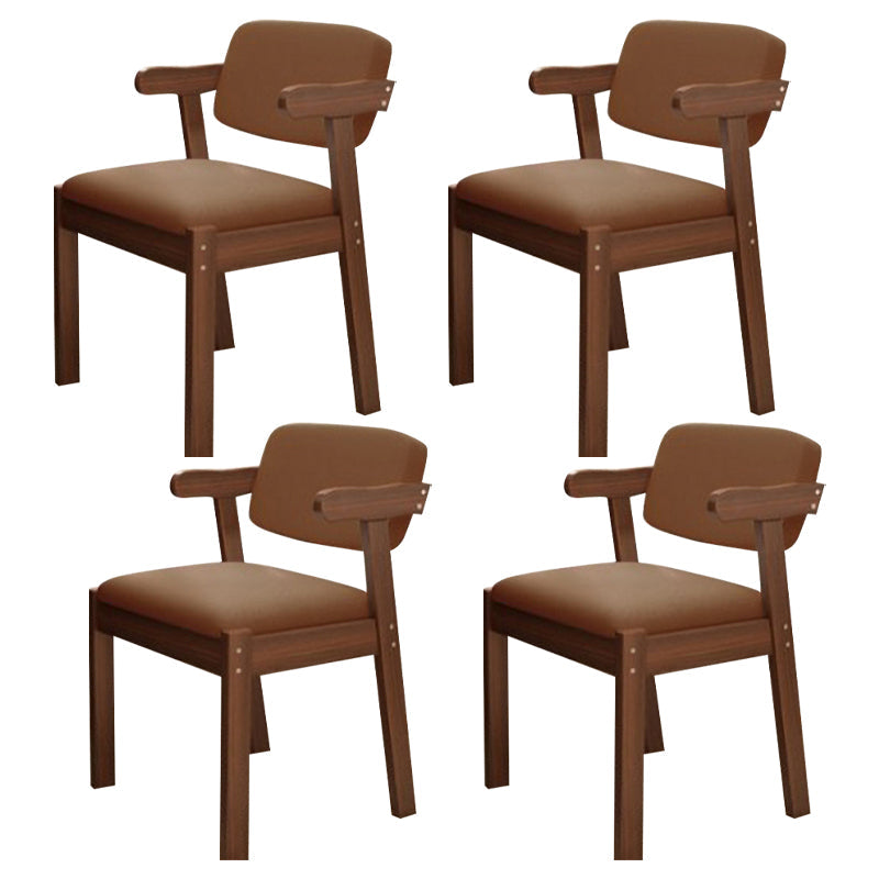 Contemporary Wood Side Chair with Arm Open Back Dining Side Chair for Home Coffee 4 Piece Set Walnut Clearhalo ' kitchen&dining_furn' 'Dining Chairs' 'Dining Tables & Seating' 'dining_chair' 'furn' 'furn_dining_chair' 'Furniture' 'furniture_dining_chair' 'Kitchen & Dining Furniture' 'kitchen' 3521762