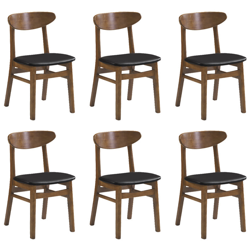 Contemporary Dining Chair 16.5'' Wide Open Side Chair with 4 Wood Legs for Home Use Textured Black 6 Piece Set Brown Clearhalo ' kitchen&dining_furn' 'Dining Chairs' 'Dining Tables & Seating' 'dining_chair' 'furn' 'furn_dining_chair' 'Furniture' 'furniture_dining_chair' 'Kitchen & Dining Furniture' 'kitchen' 3521774