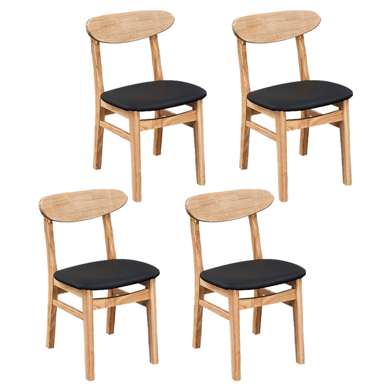 Contemporary Dining Chair 16.5'' Wide Open Side Chair with 4 Wood Legs for Home Use Textured Black 4 Piece Set Natural Wood Clearhalo ' kitchen&dining_furn' 'Dining Chairs' 'Dining Tables & Seating' 'dining_chair' 'furn' 'furn_dining_chair' 'Furniture' 'furniture_dining_chair' 'Kitchen & Dining Furniture' 'kitchen' 3521778