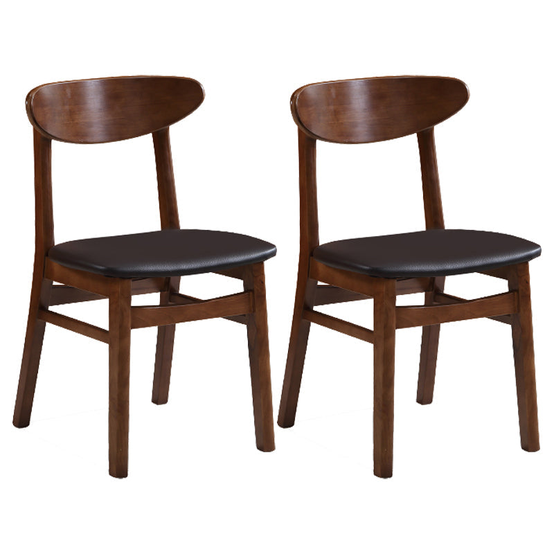 Contemporary Dining Chair 16.5'' Wide Open Side Chair with 4 Wood Legs for Home Use Textured Black 2 Piece Set Walnut Clearhalo ' kitchen&dining_furn' 'Dining Chairs' 'Dining Tables & Seating' 'dining_chair' 'furn' 'furn_dining_chair' 'Furniture' 'furniture_dining_chair' 'Kitchen & Dining Furniture' 'kitchen' 3521781