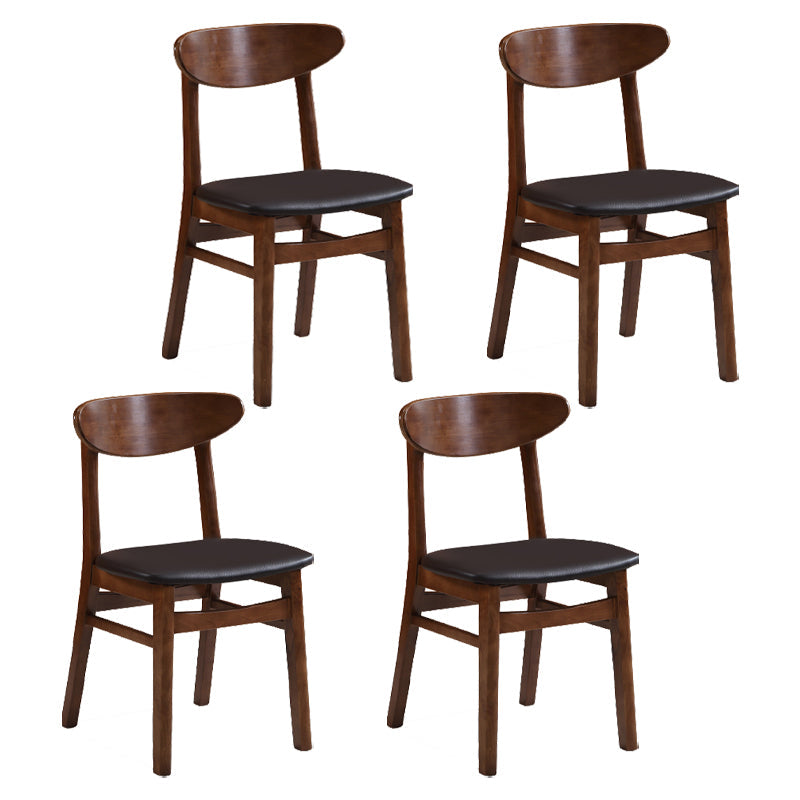 Contemporary Dining Chair 16.5'' Wide Open Side Chair with 4 Wood Legs for Home Use Textured Black 4 Piece Set Walnut Clearhalo ' kitchen&dining_furn' 'Dining Chairs' 'Dining Tables & Seating' 'dining_chair' 'furn' 'furn_dining_chair' 'Furniture' 'furniture_dining_chair' 'Kitchen & Dining Furniture' 'kitchen' 3521783