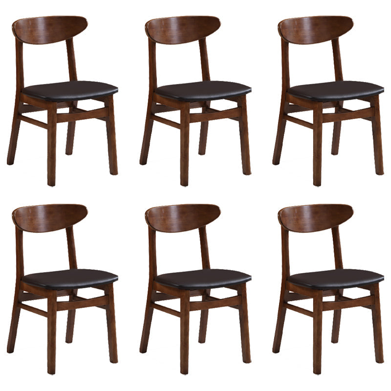 Contemporary Dining Chair 16.5'' Wide Open Side Chair with 4 Wood Legs for Home Use Textured Black 6 Piece Set Walnut Clearhalo ' kitchen&dining_furn' 'Dining Chairs' 'Dining Tables & Seating' 'dining_chair' 'furn' 'furn_dining_chair' 'Furniture' 'furniture_dining_chair' 'Kitchen & Dining Furniture' 'kitchen' 3521786