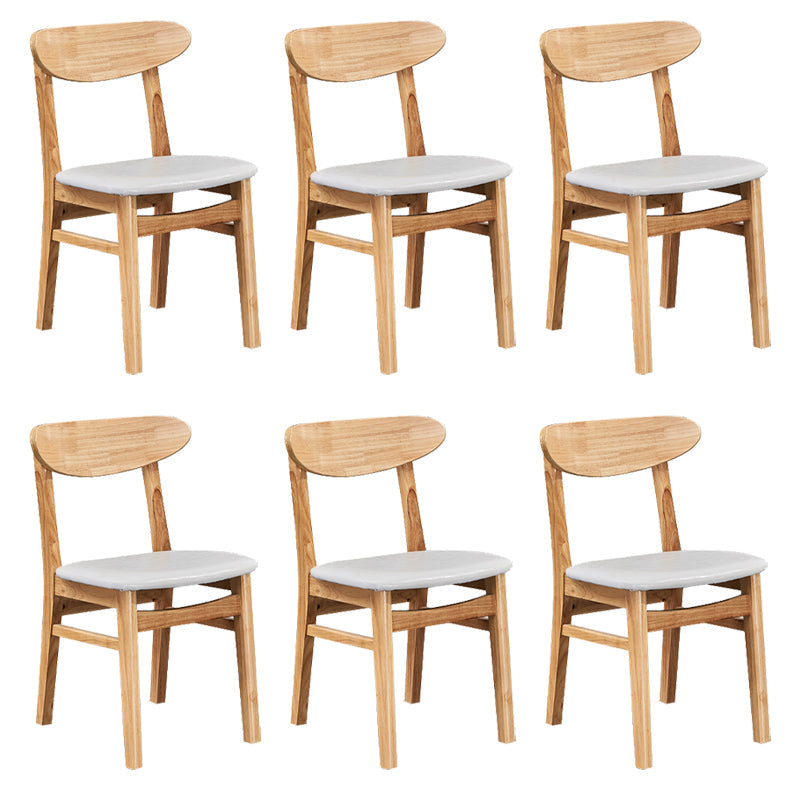 Contemporary Dining Chair 16.5'' Wide Open Side Chair with 4 Wood Legs for Home Use White 6 Piece Set Natural Wood Clearhalo ' kitchen&dining_furn' 'Dining Chairs' 'Dining Tables & Seating' 'dining_chair' 'furn' 'furn_dining_chair' 'Furniture' 'furniture_dining_chair' 'Kitchen & Dining Furniture' 'kitchen' 3521792