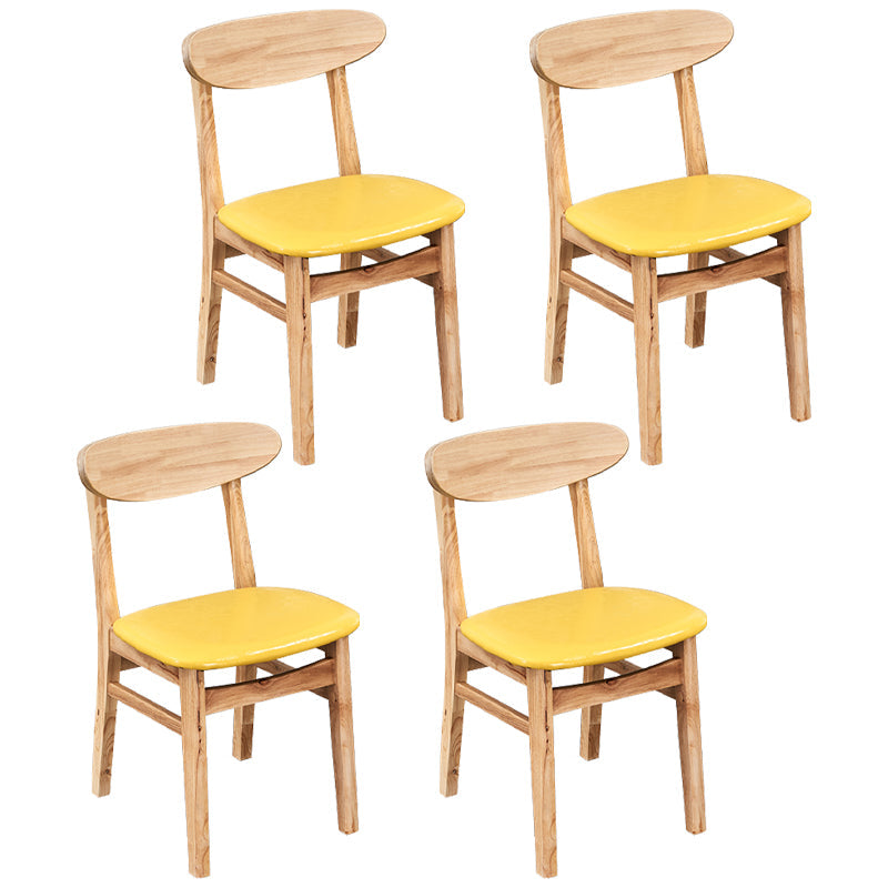 Contemporary Dining Chair 16.5'' Wide Open Side Chair with 4 Wood Legs for Home Use Yellow 4 Piece Set Natural Wood Clearhalo ' kitchen&dining_furn' 'Dining Chairs' 'Dining Tables & Seating' 'dining_chair' 'furn' 'furn_dining_chair' 'Furniture' 'furniture_dining_chair' 'Kitchen & Dining Furniture' 'kitchen' 3521794