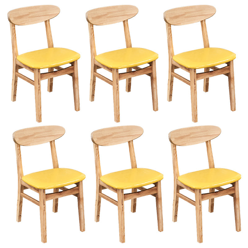 Contemporary Dining Chair 16.5'' Wide Open Side Chair with 4 Wood Legs for Home Use Yellow 6 Piece Set Natural Wood Clearhalo ' kitchen&dining_furn' 'Dining Chairs' 'Dining Tables & Seating' 'dining_chair' 'furn' 'furn_dining_chair' 'Furniture' 'furniture_dining_chair' 'Kitchen & Dining Furniture' 'kitchen' 3521795