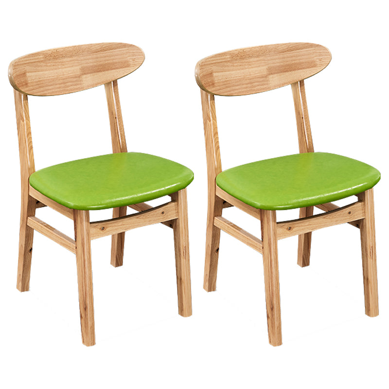 Contemporary Dining Chair 16.5'' Wide Open Side Chair with 4 Wood Legs for Home Use Green 2 Piece Set Natural Wood Clearhalo ' kitchen&dining_furn' 'Dining Chairs' 'Dining Tables & Seating' 'dining_chair' 'furn' 'furn_dining_chair' 'Furniture' 'furniture_dining_chair' 'Kitchen & Dining Furniture' 'kitchen' 3521796