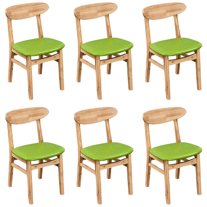 Contemporary Dining Chair 16.5'' Wide Open Side Chair with 4 Wood Legs for Home Use Green 6 Piece Set Natural Wood Clearhalo ' kitchen&dining_furn' 'Dining Chairs' 'Dining Tables & Seating' 'dining_chair' 'furn' 'furn_dining_chair' 'Furniture' 'furniture_dining_chair' 'Kitchen & Dining Furniture' 'kitchen' 3521798