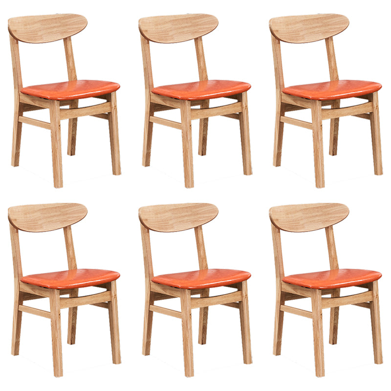 Contemporary Dining Chair 16.5'' Wide Open Side Chair with 4 Wood Legs for Home Use Orange 6 Piece Set Natural Wood Clearhalo ' kitchen&dining_furn' 'Dining Chairs' 'Dining Tables & Seating' 'dining_chair' 'furn' 'furn_dining_chair' 'Furniture' 'furniture_dining_chair' 'Kitchen & Dining Furniture' 'kitchen' 3521804
