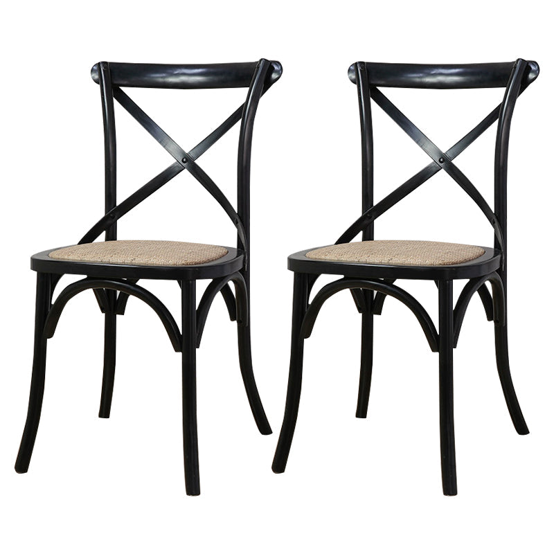 Solid Wood Traditional Dining Chairs Matte Finish Cross Back Side Chair Antique Black 2 Piece Set Clearhalo ' kitchen&dining_furn' 'Dining Chairs' 'Dining Tables & Seating' 'dining_chair' 'furn' 'furn_dining_chair' 'Furniture' 'furniture_dining_chair' 'Kitchen & Dining Furniture' 'kitchen' 3521832