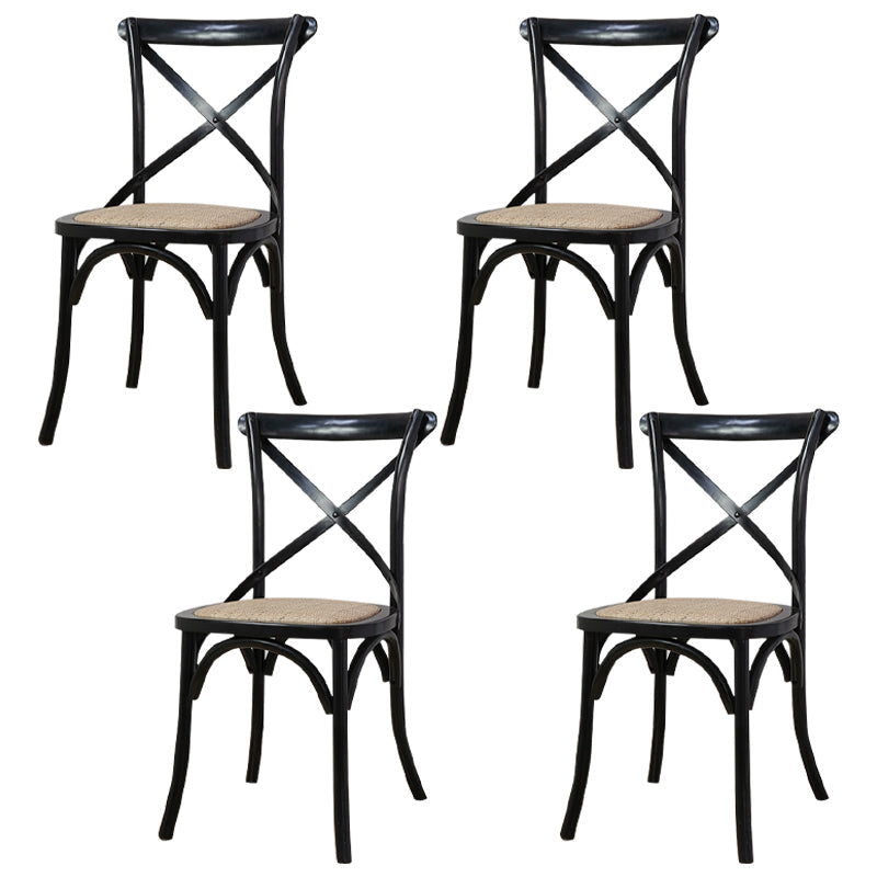 Solid Wood Traditional Dining Chairs Matte Finish Cross Back Side Chair Antique Black 4 Piece Set Clearhalo ' kitchen&dining_furn' 'Dining Chairs' 'Dining Tables & Seating' 'dining_chair' 'furn' 'furn_dining_chair' 'Furniture' 'furniture_dining_chair' 'Kitchen & Dining Furniture' 'kitchen' 3521834