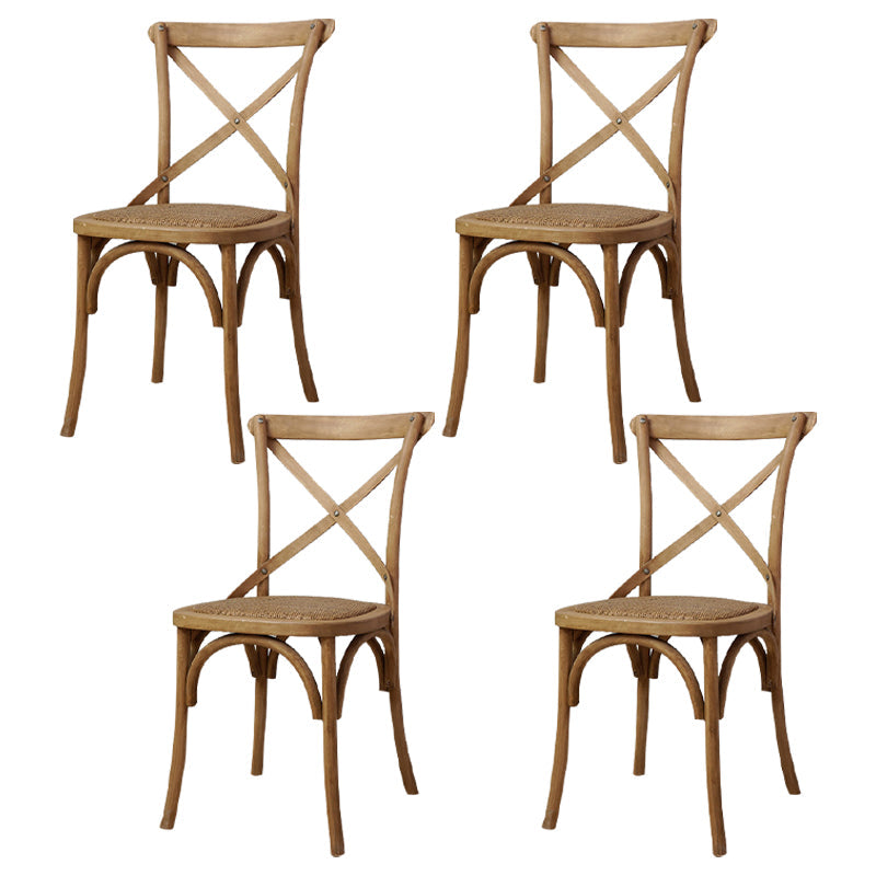 Solid Wood Traditional Dining Chairs Matte Finish Cross Back Side Chair Light Wood 4 Piece Set Clearhalo ' kitchen&dining_furn' 'Dining Chairs' 'Dining Tables & Seating' 'dining_chair' 'furn' 'furn_dining_chair' 'Furniture' 'furniture_dining_chair' 'Kitchen & Dining Furniture' 'kitchen' 3521852