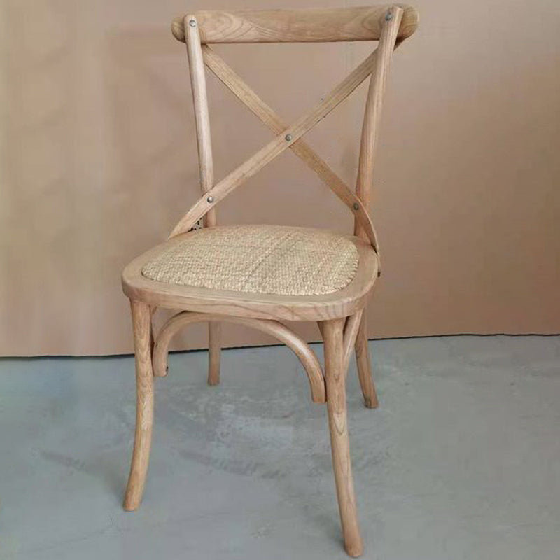 Solid Wood Traditional Dining Chairs Matte Finish Cross Back Side Chair Tan 1 Piece Clearhalo ' kitchen&dining_furn' 'Dining Chairs' 'Dining Tables & Seating' 'dining_chair' 'furn' 'furn_dining_chair' 'Furniture' 'furniture_dining_chair' 'Kitchen & Dining Furniture' 'kitchen' 3521853