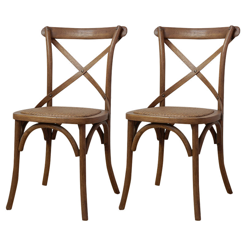 Solid Wood Traditional Dining Chairs Matte Finish Cross Back Side Chair Amber 2 Piece Set Clearhalo ' kitchen&dining_furn' 'Dining Chairs' 'Dining Tables & Seating' 'dining_chair' 'furn' 'furn_dining_chair' 'Furniture' 'furniture_dining_chair' 'Kitchen & Dining Furniture' 'kitchen' 3521857