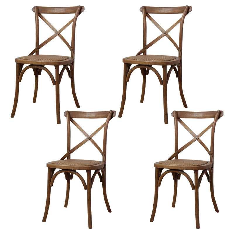 Solid Wood Traditional Dining Chairs Matte Finish Cross Back Side Chair Amber 4 Piece Set Clearhalo ' kitchen&dining_furn' 'Dining Chairs' 'Dining Tables & Seating' 'dining_chair' 'furn' 'furn_dining_chair' 'Furniture' 'furniture_dining_chair' 'Kitchen & Dining Furniture' 'kitchen' 3521858