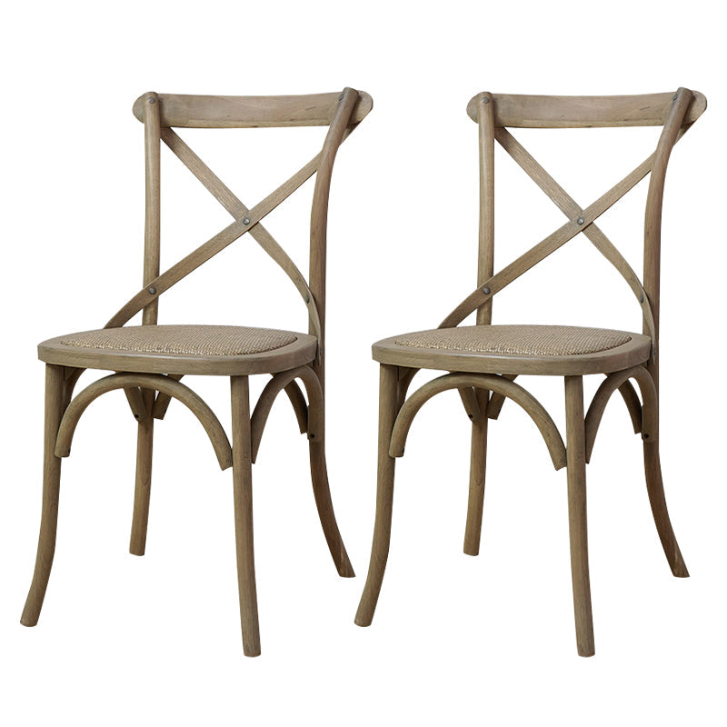 Solid Wood Traditional Dining Chairs Matte Finish Cross Back Side Chair Cream Gray 2 Piece Set Clearhalo ' kitchen&dining_furn' 'Dining Chairs' 'Dining Tables & Seating' 'dining_chair' 'furn' 'furn_dining_chair' 'Furniture' 'furniture_dining_chair' 'Kitchen & Dining Furniture' 'kitchen' 3521860