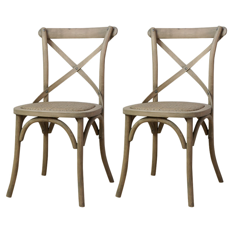 Solid Wood Traditional Dining Chairs Matte Finish Cross Back Side Chair Smoke Gray 2 Piece Set Clearhalo ' kitchen&dining_furn' 'Dining Chairs' 'Dining Tables & Seating' 'dining_chair' 'furn' 'furn_dining_chair' 'Furniture' 'furniture_dining_chair' 'Kitchen & Dining Furniture' 'kitchen' 3521872