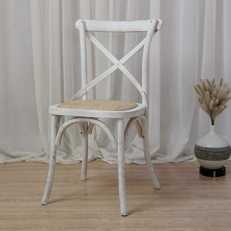 Solid Wood Traditional Dining Chairs Matte Finish Cross Back Side Chair Ivory 1 Piece Clearhalo ' kitchen&dining_furn' 'Dining Chairs' 'Dining Tables & Seating' 'dining_chair' 'furn' 'furn_dining_chair' 'Furniture' 'furniture_dining_chair' 'Kitchen & Dining Furniture' 'kitchen' 3521874