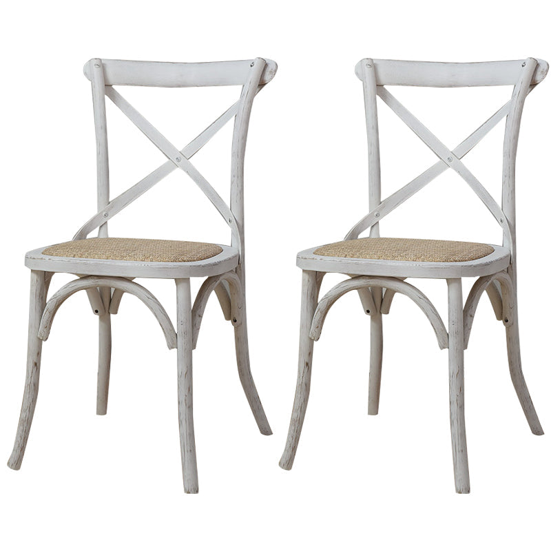 Solid Wood Traditional Dining Chairs Matte Finish Cross Back Side Chair Ivory 2 Piece Set Clearhalo ' kitchen&dining_furn' 'Dining Chairs' 'Dining Tables & Seating' 'dining_chair' 'furn' 'furn_dining_chair' 'Furniture' 'furniture_dining_chair' 'Kitchen & Dining Furniture' 'kitchen' 3521875