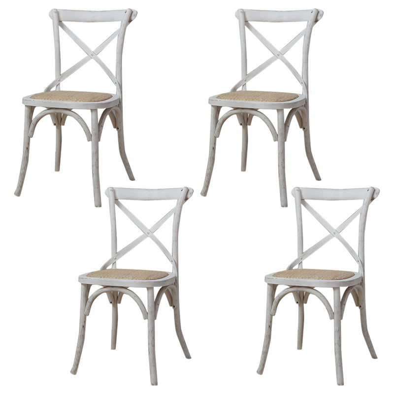 Solid Wood Traditional Dining Chairs Matte Finish Cross Back Side Chair Ivory 4 Piece Set Clearhalo ' kitchen&dining_furn' 'Dining Chairs' 'Dining Tables & Seating' 'dining_chair' 'furn' 'furn_dining_chair' 'Furniture' 'furniture_dining_chair' 'Kitchen & Dining Furniture' 'kitchen' 3521876