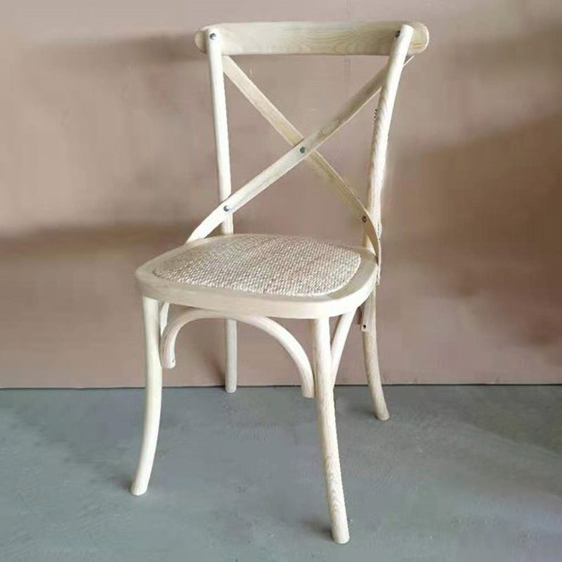 Solid Wood Traditional Dining Chairs Matte Finish Cross Back Side Chair White-Gray 1 Piece Clearhalo ' kitchen&dining_furn' 'Dining Chairs' 'Dining Tables & Seating' 'dining_chair' 'furn' 'furn_dining_chair' 'Furniture' 'furniture_dining_chair' 'Kitchen & Dining Furniture' 'kitchen' 3521877