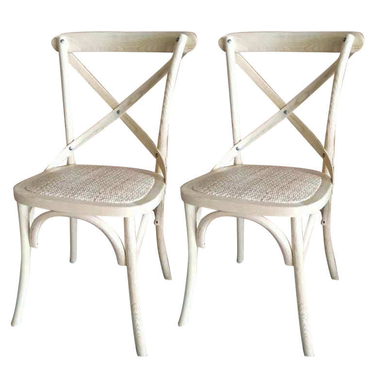 Solid Wood Traditional Dining Chairs Matte Finish Cross Back Side Chair White-Gray 2 Piece Set Clearhalo ' kitchen&dining_furn' 'Dining Chairs' 'Dining Tables & Seating' 'dining_chair' 'furn' 'furn_dining_chair' 'Furniture' 'furniture_dining_chair' 'Kitchen & Dining Furniture' 'kitchen' 3521878