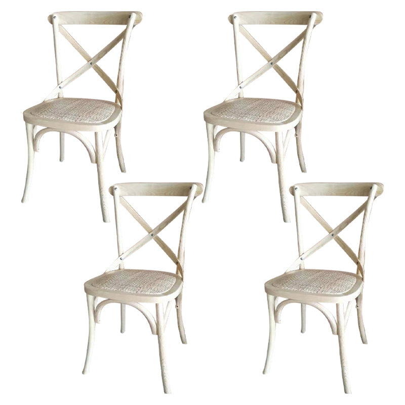 Solid Wood Traditional Dining Chairs Matte Finish Cross Back Side Chair White-Gray 4 Piece Set Clearhalo ' kitchen&dining_furn' 'Dining Chairs' 'Dining Tables & Seating' 'dining_chair' 'furn' 'furn_dining_chair' 'Furniture' 'furniture_dining_chair' 'Kitchen & Dining Furniture' 'kitchen' 3521879