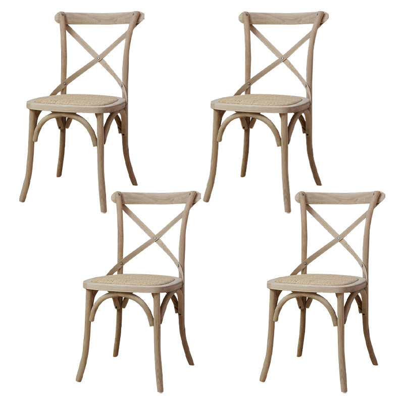 Solid Wood Traditional Dining Chairs Matte Finish Cross Back Side Chair Distressed Wood 4 Piece Set Clearhalo ' kitchen&dining_furn' 'Dining Chairs' 'Dining Tables & Seating' 'dining_chair' 'furn' 'furn_dining_chair' 'Furniture' 'furniture_dining_chair' 'Kitchen & Dining Furniture' 'kitchen' 3521882