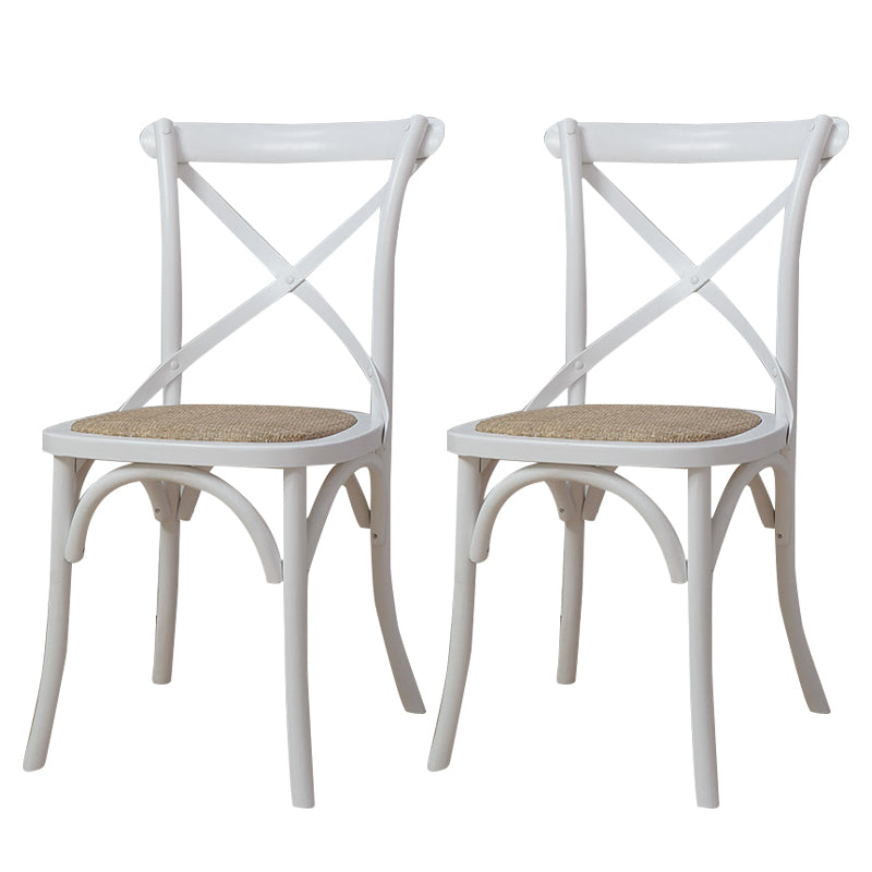 Solid Wood Traditional Dining Chairs Matte Finish Cross Back Side Chair Off-White 2 Piece Set Clearhalo ' kitchen&dining_furn' 'Dining Chairs' 'Dining Tables & Seating' 'dining_chair' 'furn' 'furn_dining_chair' 'Furniture' 'furniture_dining_chair' 'Kitchen & Dining Furniture' 'kitchen' 3521887