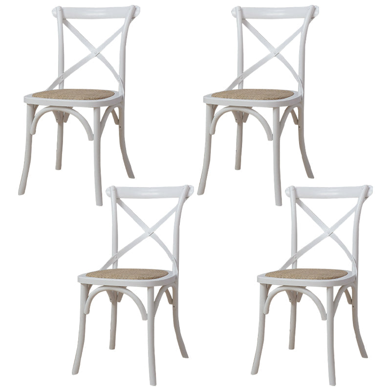 Solid Wood Traditional Dining Chairs Matte Finish Cross Back Side Chair Off-White 4 Piece Set Clearhalo ' kitchen&dining_furn' 'Dining Chairs' 'Dining Tables & Seating' 'dining_chair' 'furn' 'furn_dining_chair' 'Furniture' 'furniture_dining_chair' 'Kitchen & Dining Furniture' 'kitchen' 3521888