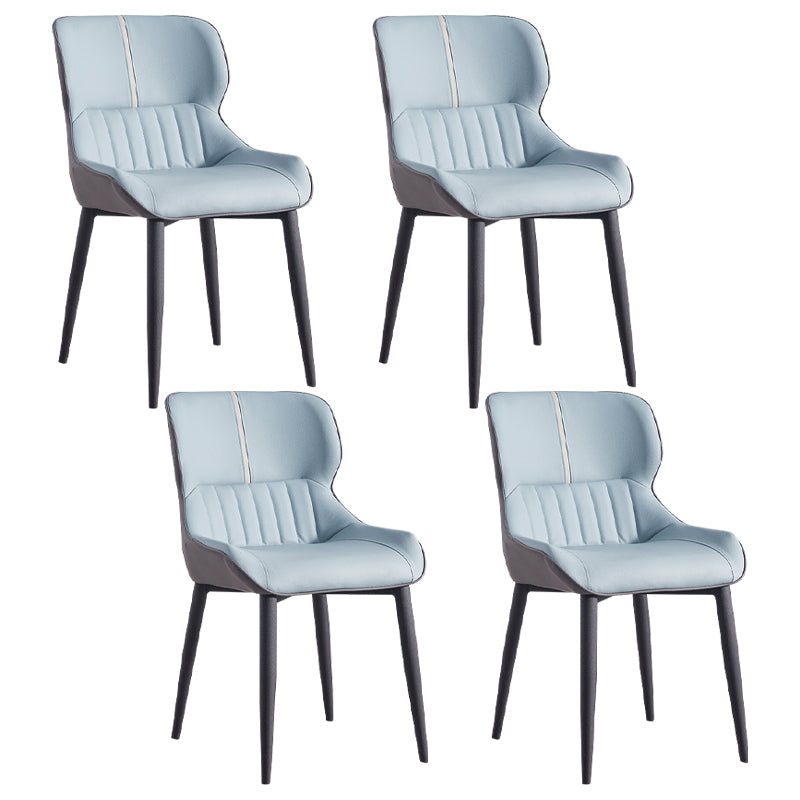 Leather Dining Side Chair Modern Indoor Wingback Chair with Black Legs Blue 4 Piece Set Clearhalo ' kitchen&dining_furn' 'Dining Chairs' 'Dining Tables & Seating' 'dining_chair' 'furn' 'furn_dining_chair' 'Furniture' 'furniture_dining_chair' 'Kitchen & Dining Furniture' 'kitchen' 3521943