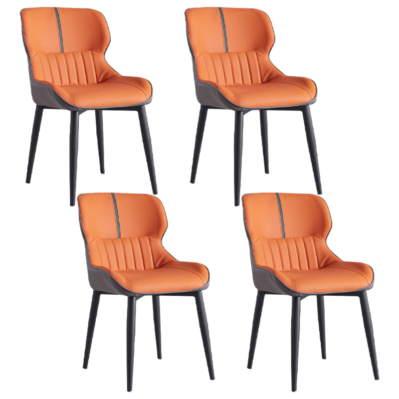 Leather Dining Side Chair Modern Indoor Wingback Chair with Black Legs Orange 4 Piece Set Clearhalo ' kitchen&dining_furn' 'Dining Chairs' 'Dining Tables & Seating' 'dining_chair' 'furn' 'furn_dining_chair' 'Furniture' 'furniture_dining_chair' 'Kitchen & Dining Furniture' 'kitchen' 3521950