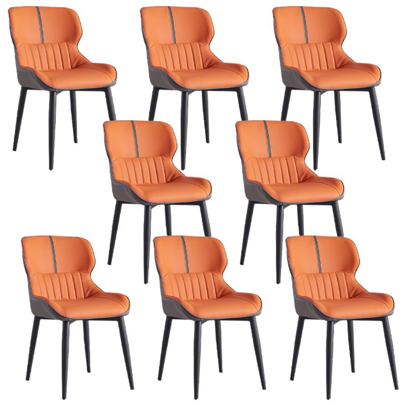Leather Dining Side Chair Modern Indoor Wingback Chair with Black Legs Orange 8 Piece Set Clearhalo ' kitchen&dining_furn' 'Dining Chairs' 'Dining Tables & Seating' 'dining_chair' 'furn' 'furn_dining_chair' 'Furniture' 'furniture_dining_chair' 'Kitchen & Dining Furniture' 'kitchen' 3521952