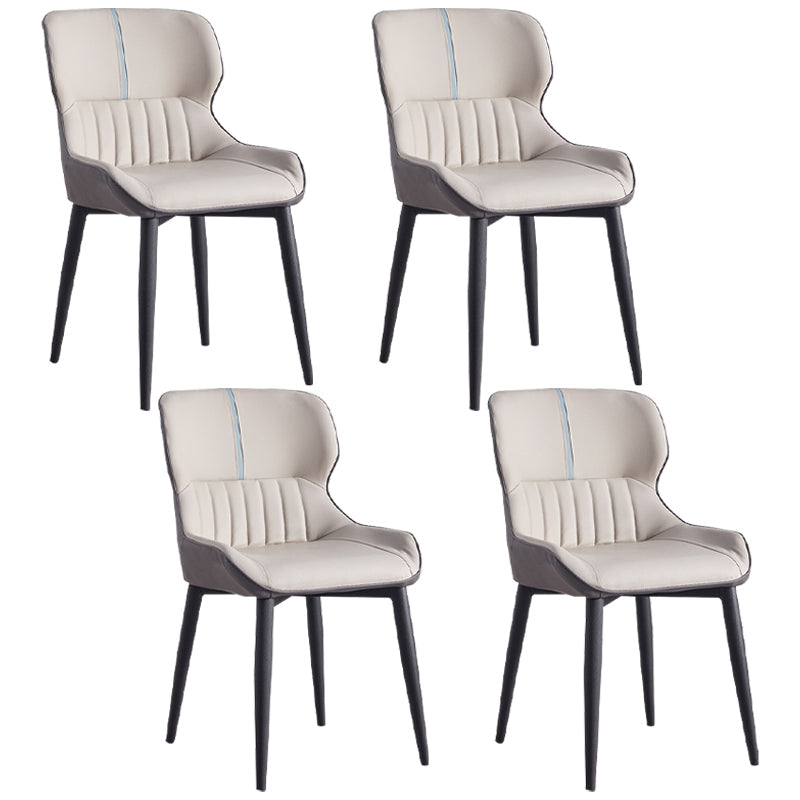 Leather Dining Side Chair Modern Indoor Wingback Chair with Black Legs Off-White 4 Piece Set Clearhalo ' kitchen&dining_furn' 'Dining Chairs' 'Dining Tables & Seating' 'dining_chair' 'furn' 'furn_dining_chair' 'Furniture' 'furniture_dining_chair' 'Kitchen & Dining Furniture' 'kitchen' 3521954