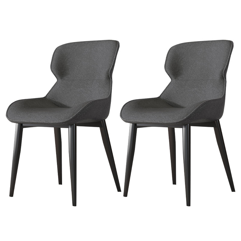 Industrial Style Parsons Chair Kitchen Armless Dining Chairs with Metal Legs Grey 2 Piece Set Clearhalo ' kitchen&dining_furn' 'Dining Chairs' 'Dining Tables & Seating' 'dining_chair' 'furn' 'furn_dining_chair' 'Furniture' 'furniture_dining_chair' 'Kitchen & Dining Furniture' 'kitchen' 3522046