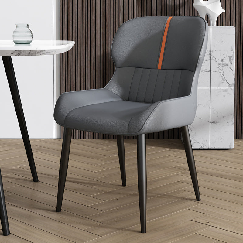 Industrial Style Parsons Chair Kitchen Armless Dining Chairs with Metal Legs Dark Gray 1 Piece Clearhalo ' kitchen&dining_furn' 'Dining Chairs' 'Dining Tables & Seating' 'dining_chair' 'furn' 'furn_dining_chair' 'Furniture' 'furniture_dining_chair' 'Kitchen & Dining Furniture' 'kitchen' 3522050