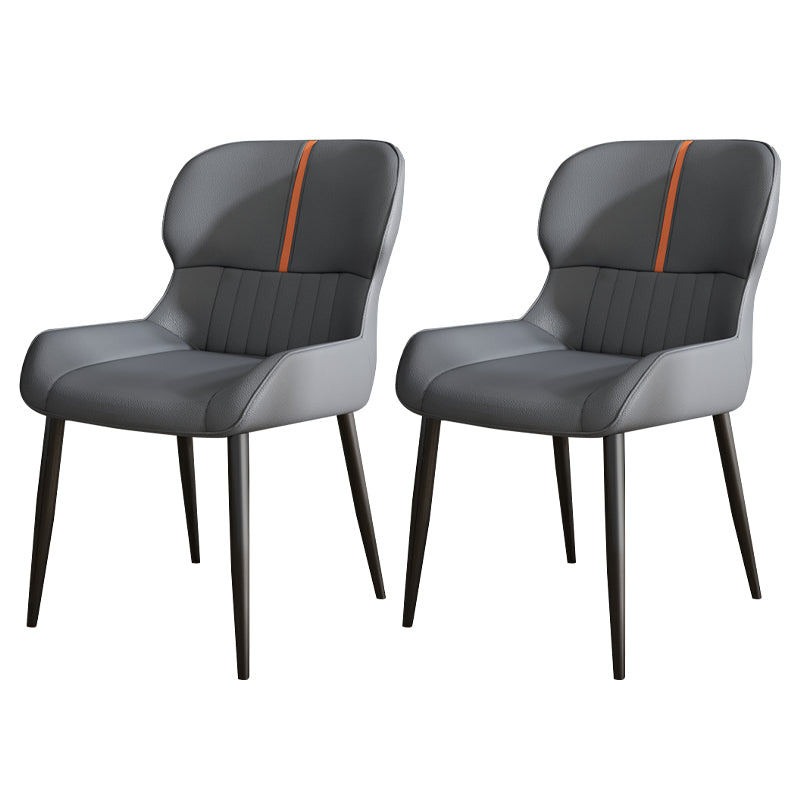 Industrial Style Parsons Chair Kitchen Armless Dining Chairs with Metal Legs Dark Gray 2 Piece Set Clearhalo ' kitchen&dining_furn' 'Dining Chairs' 'Dining Tables & Seating' 'dining_chair' 'furn' 'furn_dining_chair' 'Furniture' 'furniture_dining_chair' 'Kitchen & Dining Furniture' 'kitchen' 3522052